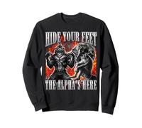 Hide Your Feet The Alpha Is Here Funny Hilarante Wolf Sudadera