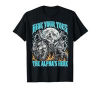 Hide Your Toes The Alpha's Here Funny Wolf Meme Bootleg Y2K Camiseta