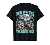 Hide Your Toes The Alpha's Here Funny Wolf Meme Bootleg Y2K Camiseta