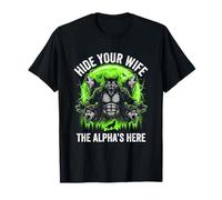 Hide Your Wife (The Alpha's Here) - Funny Wolf Meme Chicos Hombres Camiseta
