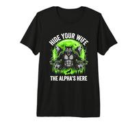 Hide Your Wife (The Alpha's Here) - Funny Wolf Meme Chicos Hombres Camiseta Premium