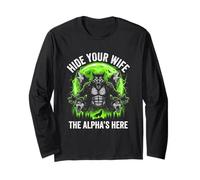 Hide Your Wife (The Alpha's Here) - Funny Wolf Meme Chicos Hombres Manga Larga