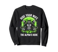 Hide Your Wife (The Alpha's Here) - Funny Wolf Meme Chicos Hombres Sudadera