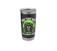 Hide Your Wife (The Alpha's Here) - Funny Wolf Meme Chicos Hombres Vaso térmico de acero inoxidable de doble pared