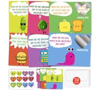 HIDEGRASS Tarjetas divertidas para el día de San Valentín para el aula de niños, paquete de 30 tarjetas de San Valentín con 36 calcomanías y 30 sobres, regalos de San Valentín para niños y niñas