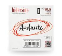 Hidersine Cuerda Andante Single D para violín tamaño 1/8. Cuerda de acero con núcleo de cuerda de acero que se siente fácil de tocar. Gran tono y gran valor. Perfecto para estudiantes con violines de