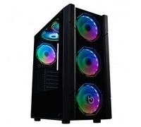 Hiditec Chasis Gaming V30 ARGB|Torre PC Gaming|Formato ATX y Micro ATX|Ventana Lateral y Frontal de Cristal Templado|Incluye Controladora|Incluye 4 Ventiladores hexagonales