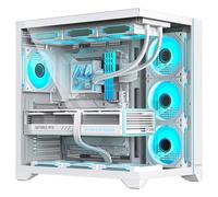 Hiditec H3 | Caja PC Gaming ATX | USB-C | Doble Cámara | BTF | Blanca | 1x12cm Ventilador y Controladora ARGB, Compatible BTF, ATX, Micro ATX, Cristal templado 4mm sin tornillos