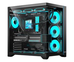Hiditec H3 | Caja PC Gaming ATX | USB-C | Doble Cámara | BTF | Negra | Conexión USB Type-C, 1x12cm Ventilador ARGB y Controladora ARGB, Compatible BTF, ATX y Micro ATX, Chasis Doble Cámara