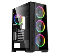 Hiditec Chasis ATX MH12 Glass – 4 ventiladores ARGB, cristal templado, USB-C 3.2, filtros antipolvo