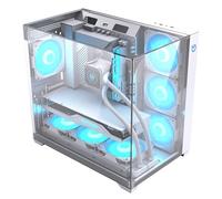 Hiditec Sky | Caja PC Gaming ATX | Triple Cristal Templado | USB-C | Blanca | Visión panorámica 3D | Hasta 7 ventiladores | GPU hasta 400 mm | Sistema de doble cámara