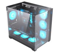 Hiditec Sky Torre PC ATX | Triple Cristal Templado | GPU 400mm | Visión Panorámica 3D | CPU 175mm | Doble Cámara | Radiador 360mm | 7 Ventiladores | USB Type-C