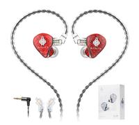 Hidizs Monitores internos MS1-Galaxy, Controladores dinámicos magnéticos duales de Alto Rendimiento, Cable Desmontable, Conector Chapado en Oro de 3,5 mm (sin micrófono, Rojo)