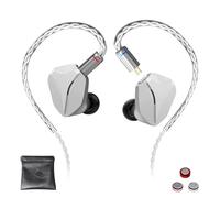 Hidizs MP145 Monitores Intraurales HiFi con Controlador Magnético Plano Ultra Ancho de 14,5 mm, Auriculares de Diseño Ergonómico, Auriculares Desmontables de 2 Pines, Plata, 4,4 mm