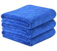 HIDMD Microfibre Car Drying Towels Absorbent Large Car Cleaning Cloths Plush Thick Car Washing Towels Auto Detailing Towels 380gsm 40CM x 60CM 3 Pack Blue