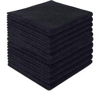 HIDMD Paños de limpieza de microfibra para pulido, lavado, encerado, polvo, accesorios de limpieza, plumeros de cocina, coche, baño, azul, paquete de 10, 30 cm x 30 cm, color negro