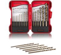 HIDOTOL Juego de 15 brocas de cobalto - M35 de acero de alta velocidad para metal endurecido, acero inoxidable, hierro fundido, plástico y madera con estuche de almacenamiento indexado, 1/16 "-3/8"
