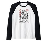 Hidra Monstruo Marino Arte Japonés Ukiyo-e Camiseta Manga Raglan
