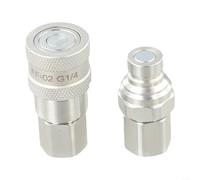 Hidráulica para acoplamiento rápido sellado plano con válvula, hecho de acero al carbono y acero inoxidable, galvanizado blanco para protección contra la corrosión, para NPT 1/4 3/8 1/2 3/4 pulgadas