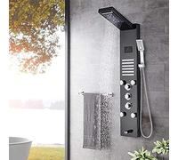 HidroelectricidadLluvia Cascada Panel De Ducha Masaje Spa Jets Pantalla Digital LCD Sistema De Ducha Columna De Ducha-Extremo Negro,Ennegrecer