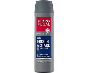 Hidrofugal Men Fresh & Stark Spray (150 ml), fuerte protección antitranspirante con aroma refrescante, desodorante para hombres sin alcohol etílico