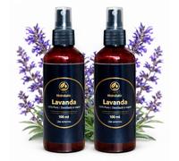 Hidrolato de Lavanda 100% 2 x 100 ml Spray - Desmaquillante Natural, Tónico Facial Calmante y Relajante - Agua de Lavanda Orgánica Puro BIO para Piel, Cabello y Aromaterapia - BISLOP