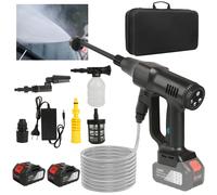 Hidrolavadora de Alta Presión de 3500W, Pistola de Agua 6 en 1, Máquina de Limpieza a Presión para Jardín y Lavado de Autos, Compatible con Batería Makita de 21V Gris