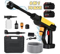 Hidrolavadora eléctrica inalámbrica de alta presión de 70 bares, 6 en 1, pistola de agua para lavado de coches, máquina de limpieza de jardín para batería Makita de 21 V 2 Battery 1 EU Plug