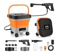 Hidrolavadora Portátil con Tanque de 13L, Boquilla 6-en-1, 7 Niveles de Presión Ajustable (Máx. 660 PSI), Manguera de 7M, Limpiadora Portátil con Ruedas para Coches, Suelos, Paredes, Vallas y Mascotas