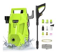 Hidrolavadora portátil de alta presión, 21 V, inalámbrica, boquilla 6 en 1, manguera de 5 m, 45 bar/652 PSI, depósito de espuma, 2 baterías de 3 Ah, ideal para lavar coches y patios (naranja y negro