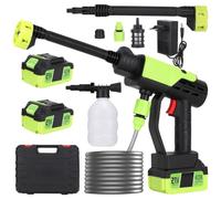Hidrolimpiadora Bateria Portatil Pistola de Agua Alta Presión Limpieza Mini Pressure Washer Limpiador Maquina Profesional 797PSI Power con Pistola Espuma, 2x4.0Ah Batería, Boquilla 6 en 1, 5M Tubo