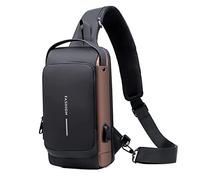 HIDRUO Anti Theft Sling Bag, Usb Charging Sport Sling Anti-theft Shoulder Bag, for 7.9'' Ipad Mini Crossbody Chest Daypack (Black & Brown)