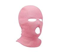 HIDRUO Blue Ski Mask, 3-Hole Full Face Mask Cover, Winter Balaclava Cap Knitted Face Cover for Outdoor Sports (Pink)