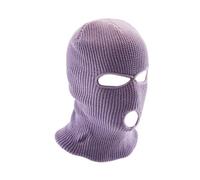 HIDRUO Blue Ski Mask, 3-Hole Full Face Mask Cover, Winter Balaclava Cap Knitted Face Cover for Outdoor Sports (Purple)