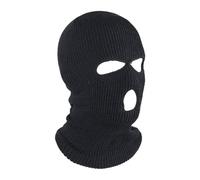 HIDRUO Blue Ski Mask, 3-Hole Full Face Mask Cover, Winter Balaclava Cap Knitted Face Cover for Outdoor Sports (Black)