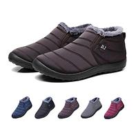 HIDRUO Boojoy Winter Boots, Winter Warm Anti-slip Ankle Booties, Waterproof Slip on Outdoor Fur Lined Snow Shoes for Women (Khaki, 40)