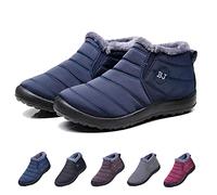 HIDRUO Boojoy Winter Boots, Winter Warm Anti-slip Ankle Booties, Waterproof Slip on Outdoor Fur Lined Snow Shoes for Women (Blue, 38)