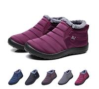HIDRUO Boojoy Winter Boots, Winter Warm Anti-slip Ankle Booties, Waterproof Slip on Outdoor Fur Lined Snow Shoes for Women (Red, 38)