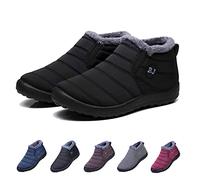 HIDRUO Boojoy Winter Boots, Winter Warm Anti-slip Ankle Booties, Waterproof Slip on Outdoor Fur Lined Snow Shoes for Women (Black, 44)