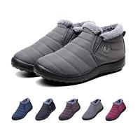HIDRUO Boojoy Winter Boots, Winter Warm Anti-slip Ankle Booties, Waterproof Slip on Outdoor Fur Lined Snow Shoes for Women (Gray, 38)