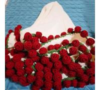 HIDRUO Bouquet Blanket Crochet, Crochet Flowers Rose Bouquet Handmade, Blanket Kit for Beginners, Soft and Lightweight Flower Knitted Throw Blankets(Material Pack) (F)