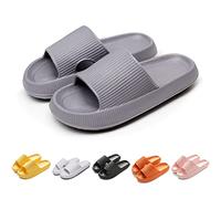 HIDRUO Cozislides Original Slippers, Unisex Massage Shower Sandals Quick Dry Open Toe Pillow Slippers with Non-slip Sole for Indoor&outdoor (Gray, 44-45 EU)