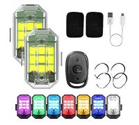 HIDRUO High Brightness Wireless Led Strobe Light, Motorcycle Led Strobe Lights, 7 Colors Led Aircraft Strobe Lights, Wireless Remote Control Led Strobe Light (Two Lights + Remote Control)