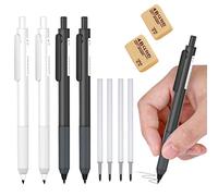 HIDRUO Inkless Pencil, Infinity Pencil with Eraser, Unlimited Writing Pencil, Long Lasting Magic Reusable Pencils for Writing, Drawing, Drafting, Home Office School Supplies (4PCS, Black+White)