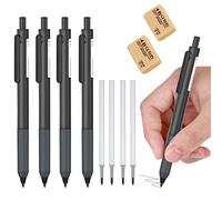 HIDRUO Inkless Pencil, Infinity Pencil with Eraser, Unlimited Writing Pencil, Long Lasting Magic Reusable Pencils for Writing, Drawing, Drafting, Home Office School Supplies (4PCS, Black)