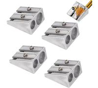 HIDRUO Magnesium Pencil Sharpener, Handheld Metal Pencil Sharpener with 2 Holes, Makeup Pencil Sharpener for Schools, Offices, Art Projects (4PCS)