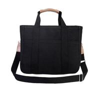 HIDRUO Moonelo Everything Bag, Multi Pocket Canvas Tote Bag with Zipper, Large Capacity Casual Shoulder Handbag (Black)