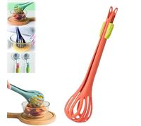 HIDRUO Multifunctional Egg Beater, 2 in 1 Food Clip & Egg Whisk, Handheld Egg Whisk Blender Bread Clip for Cooking Salad Mixer and Food Clip, Household Kitchen Tool (Red)