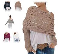 HIDRUO Multifunctional Scarf with Sleeves, Scarf Sweater Wrap with Sleeves,Scarf with Sleeves, Knitted Cable Wrap, for Wome (Medium camel)