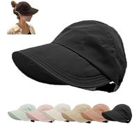 HIDRUO Outdoor UV Protection Hollow Top Sun Hat, Women's Large Brim UV Protection Empty Top Sun Hat, Large Brim Empty Top Hat (Poliéster, Black)